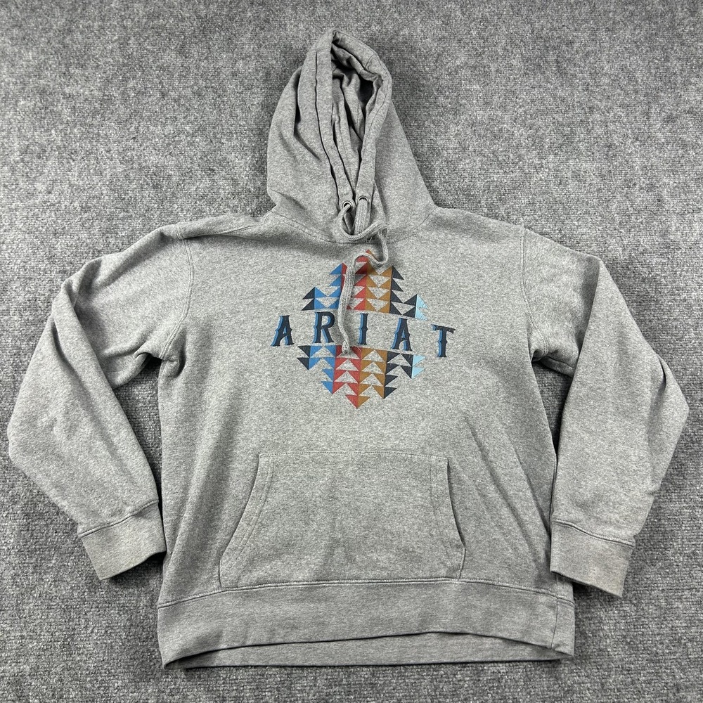 Ariat REAL Beartooth Hoodie Womens Medium‎ Gray Fleece Pullover Western Graphic